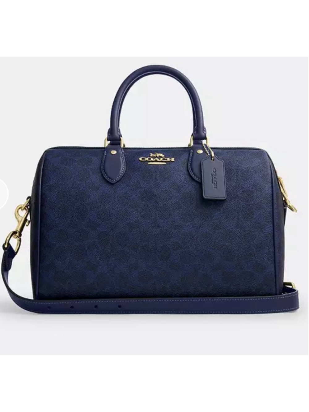 Coach Signature Satchel Bag in Blue and Gold